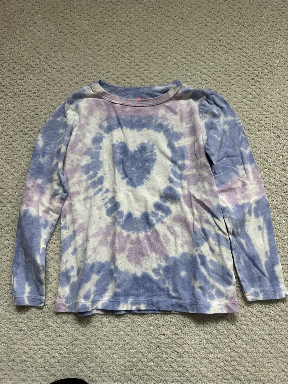 Crewcuts Tie-Dye Heart Long Sleeve Top - Blue & Lavender